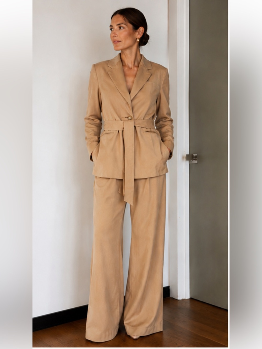 Tuckernuck Shea Blazer Medium & Erin Pants Size 6 Khaki 2-Piece Suit NWT